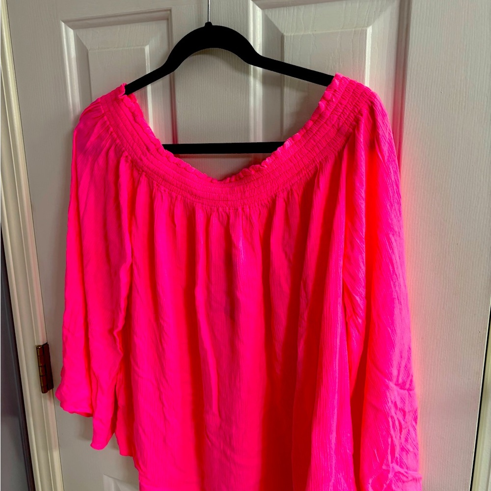 Lilly off or on the shoulder pink gauze top nwt